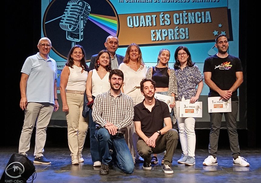 Jurat, organització i personal investigador premiat en el I Certamen de Monòlegs Científics Quart és Ciència Exprés!